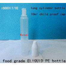Kemai private 10ml extra long PE bottle for child proof eliquid=top quality ISO8317 PET/PE bottle manufactory since 2003